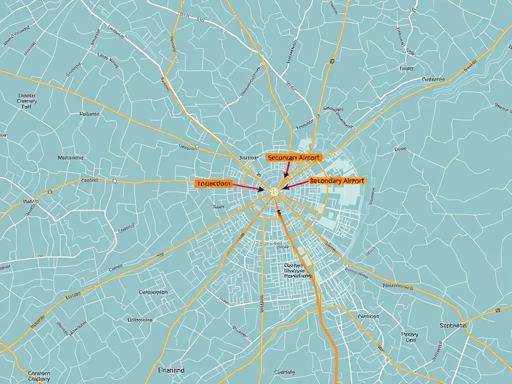A technical topographic map showing a secondary airport far